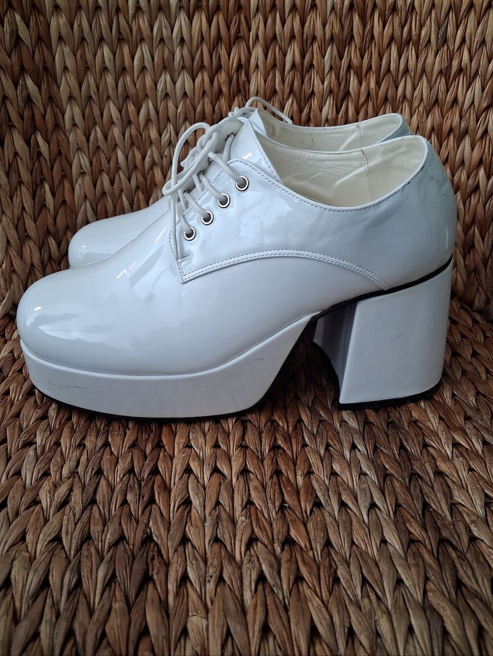 Mens White Platform Loafers